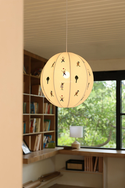 Fabric Embroidery Round Pendant Lamp - view 3 | everlamps