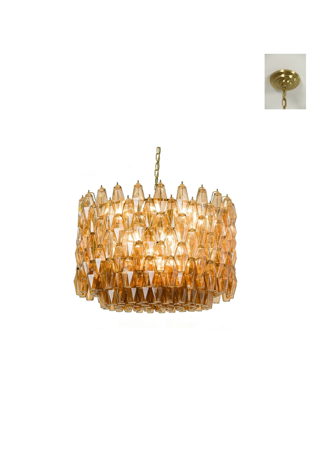 Faceted Amber Drum Sorrento Chandelier | Metal, Glass | Alternative front product view isolated on white background | vexa lamps