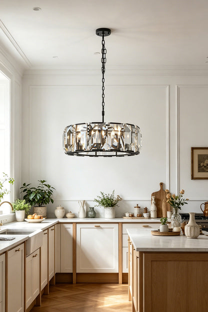 Faceted Crystal Halo Chandelier for Kitchen | vexa lamps
