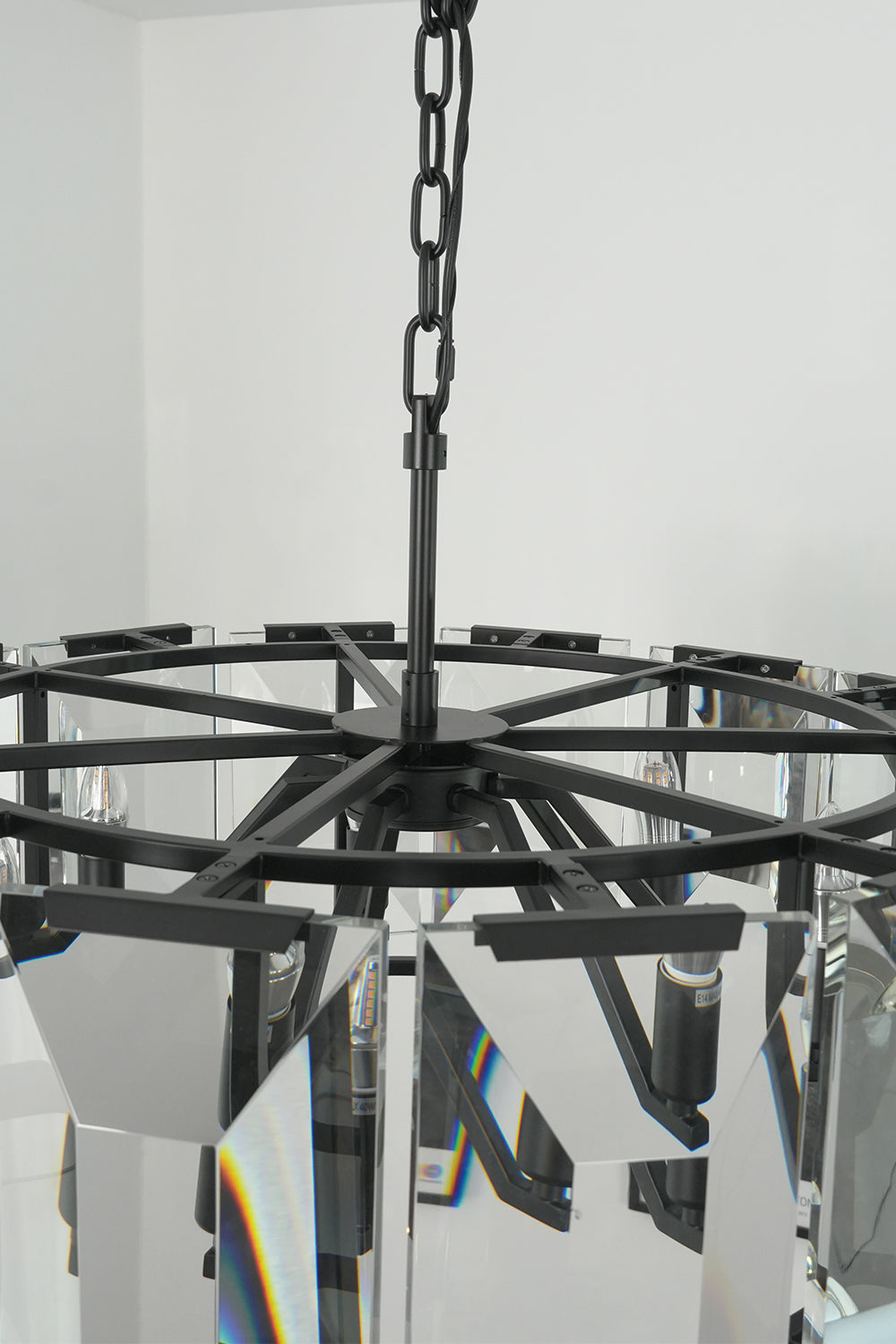 Faceted Crystal Halo Chandelier |Iron detail | vexa lamps
