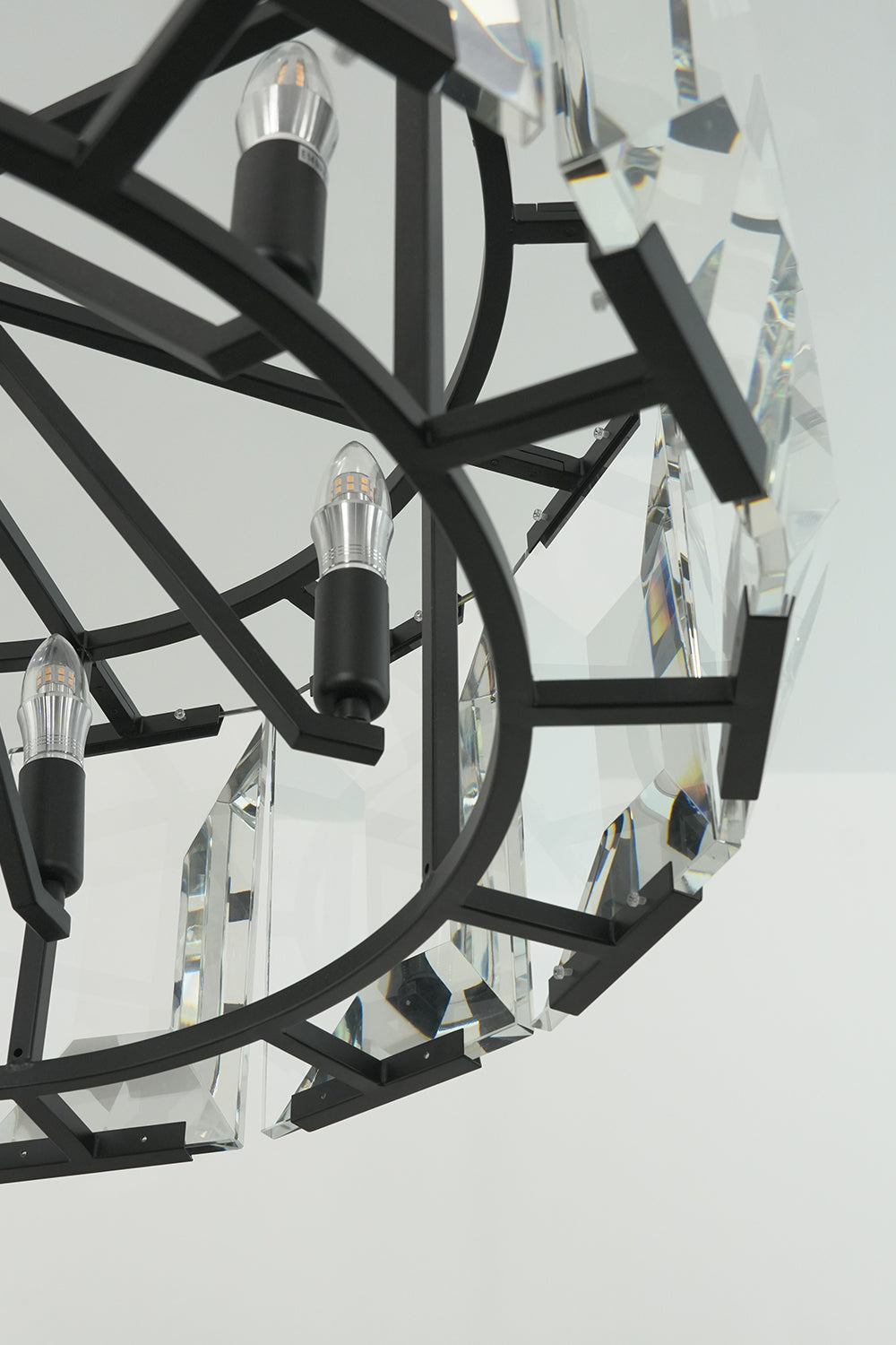Faceted Crystal Halo Chandelier |Iron detail | vexa lamps