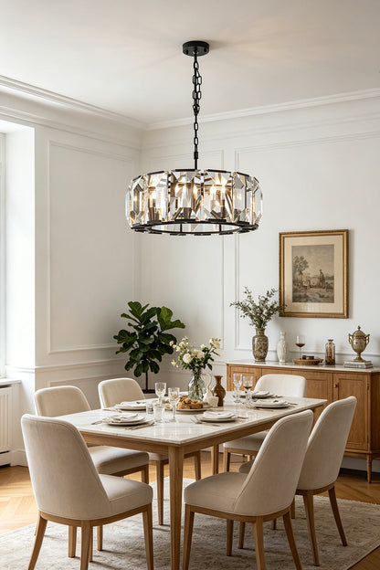 Faceted Crystal Halo Chandelier for Restaurant | vexa lamps