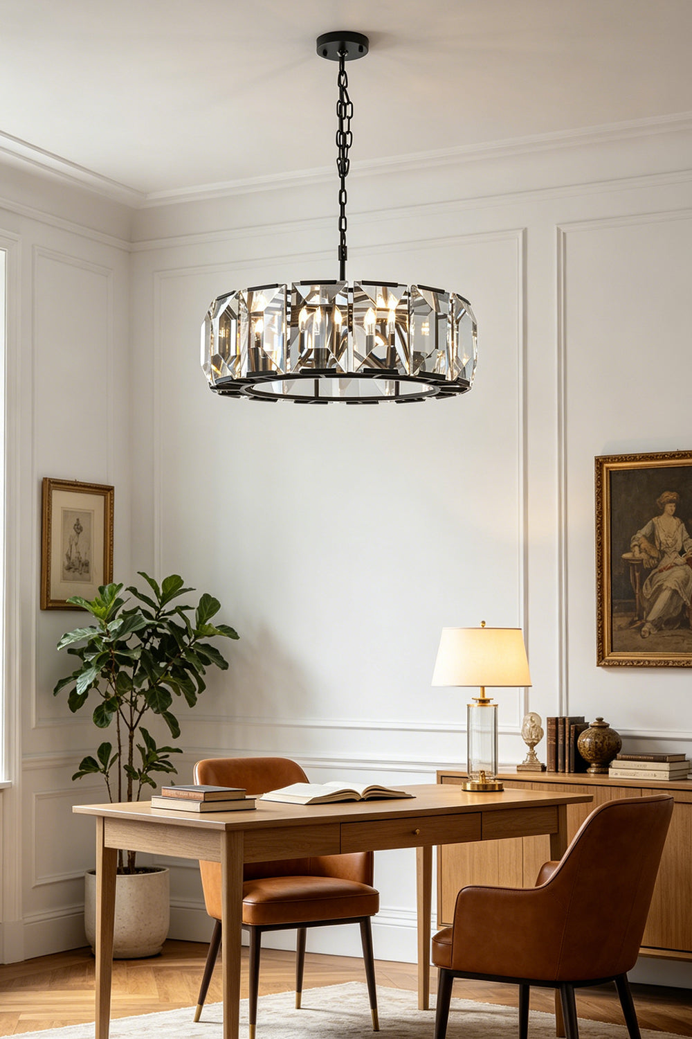 Faceted Crystal Halo Chandelier for Den/Study | vexa lamps