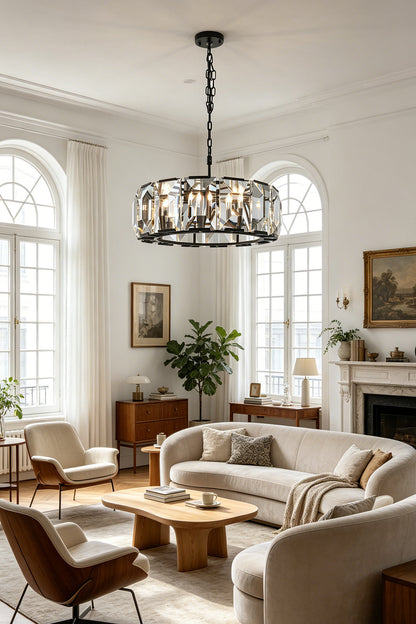 Faceted Crystal Halo Chandelier for Living room | vexa lamps