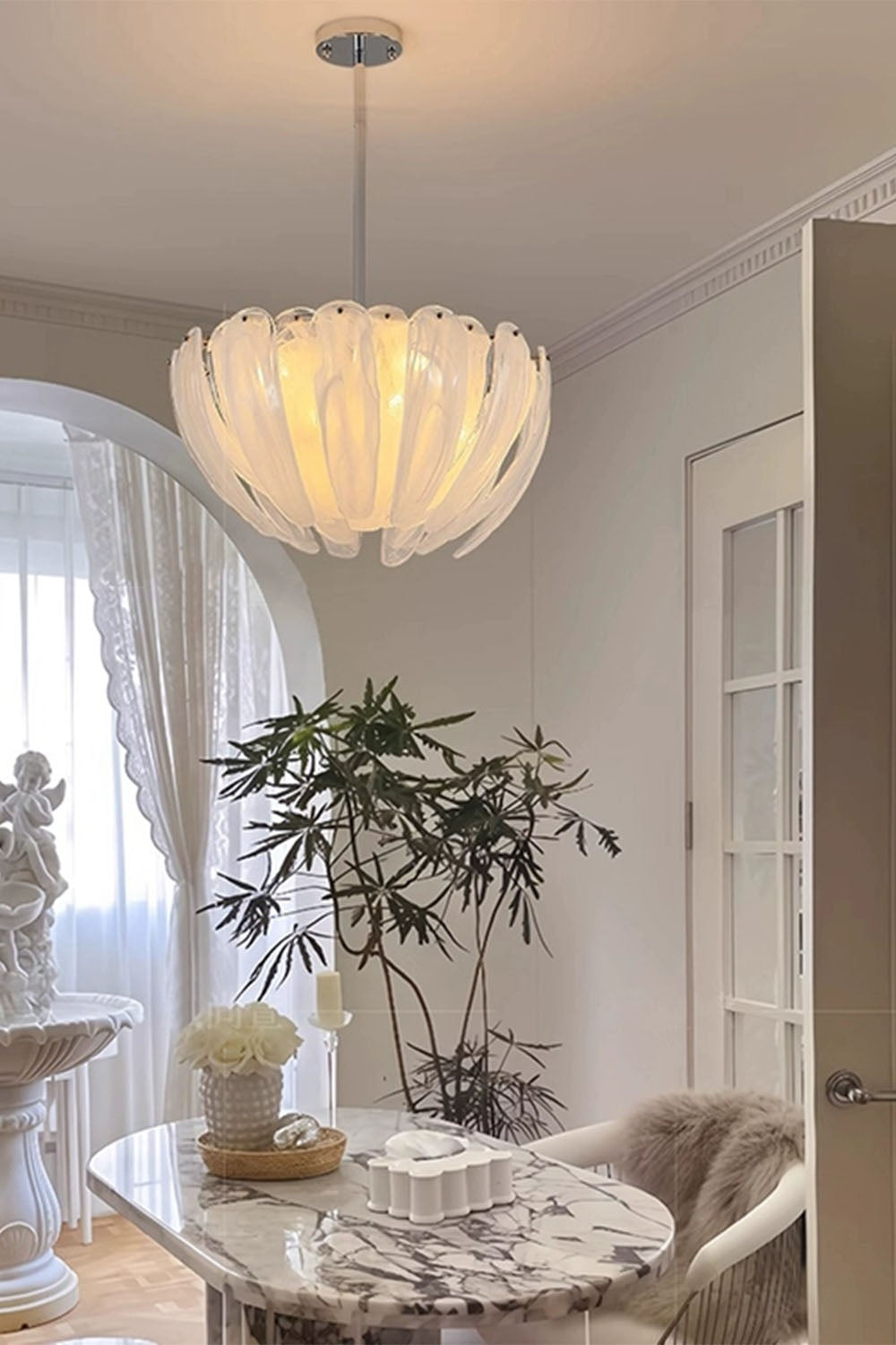 Feather Glass Chandelier - view 3 | everlamps