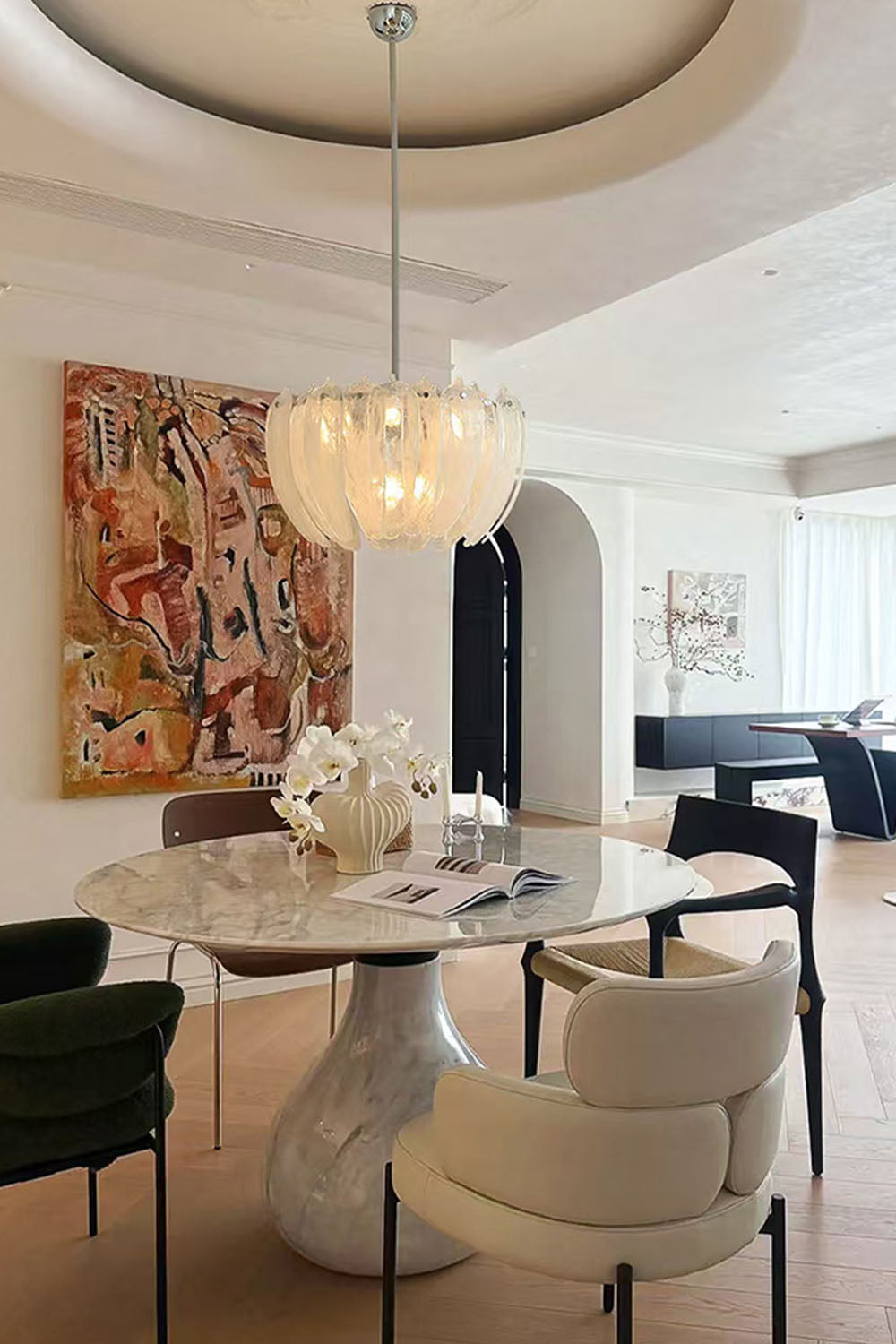 Feather Glass Chandelier - view 2 | everlamps