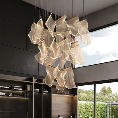 Flame Round Chandelier For Staircase