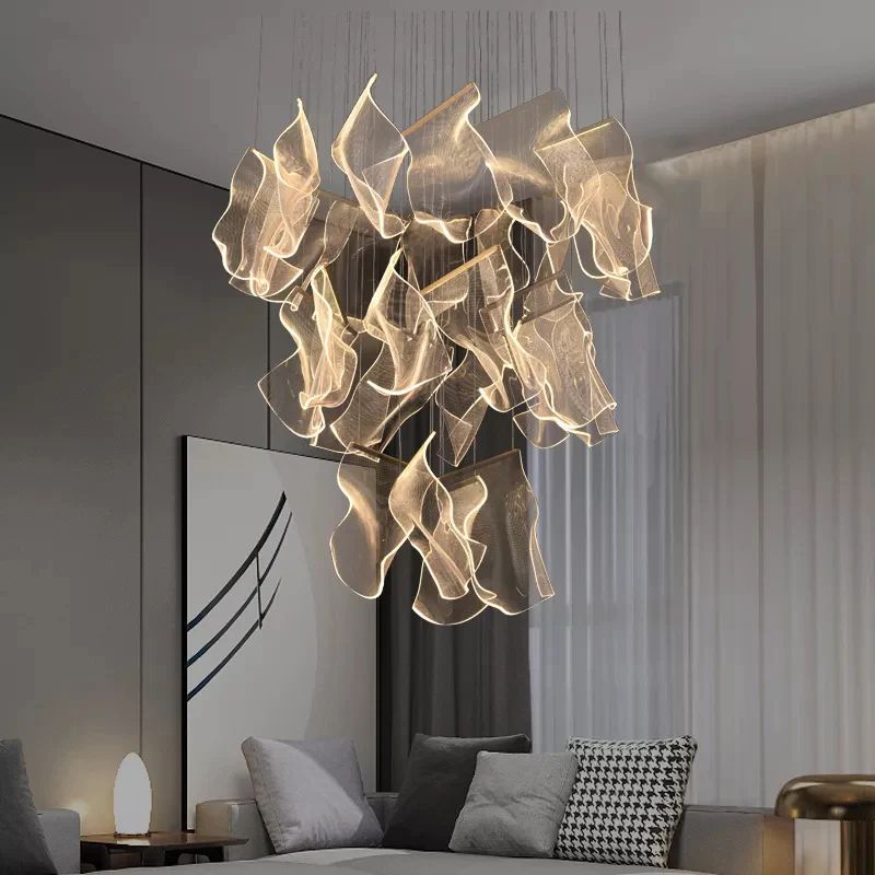 Flame Round Chandelier For Staircase