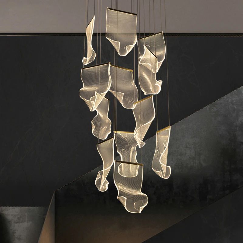 Flame Round Chandelier For Staircase