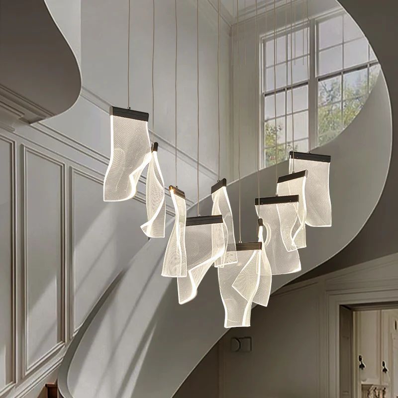 Flame Round Chandelier For Staircase