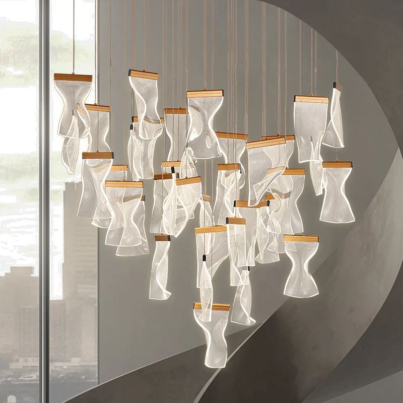 Flame Round Chandelier For Staircase