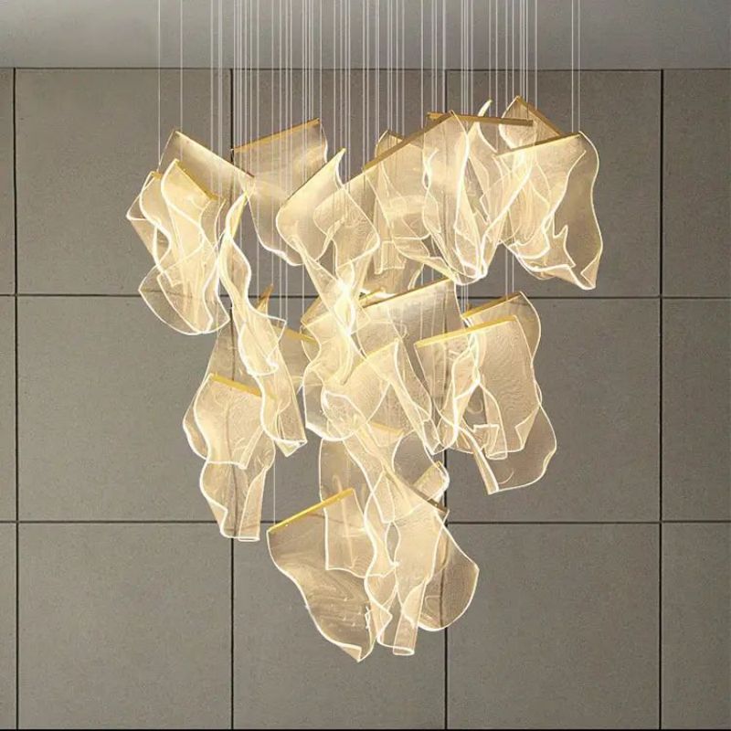 Flame Round Chandelier For Staircase