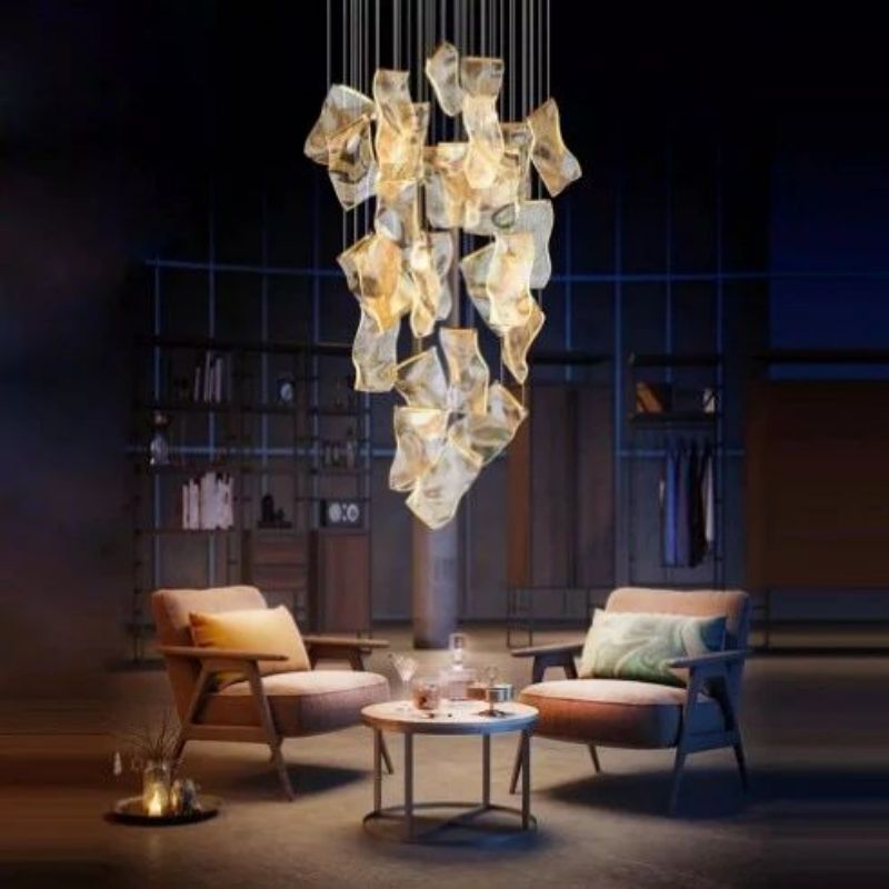 Flame Round Chandelier For Staircase