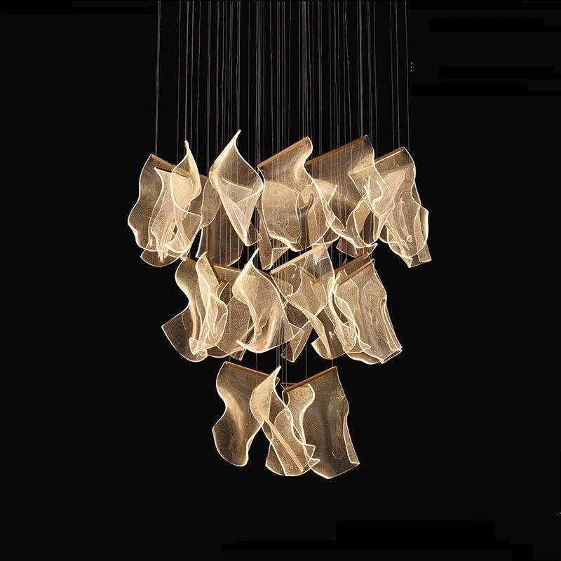 Flame Round Chandelier For Staircase