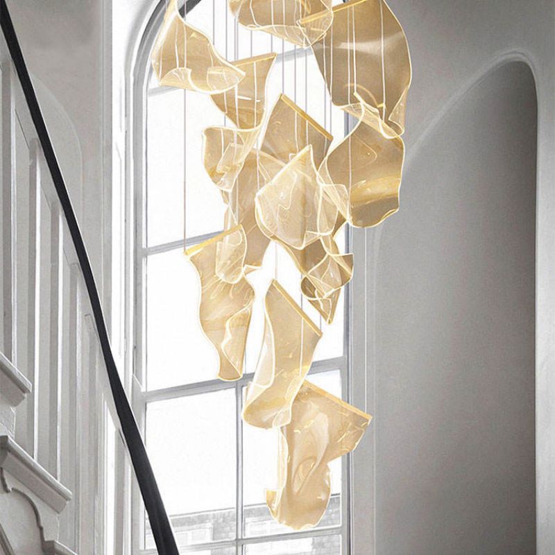 Flame Round Chandelier For Staircase