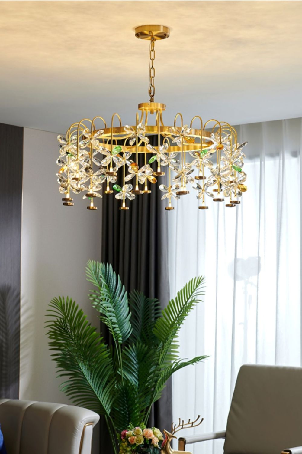 Floral-Inspired Flower Crystal Chandelier - everlamps