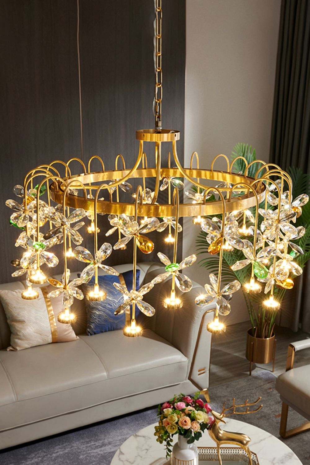 Floral-Inspired Flower Crystal Chandelier - everlamps