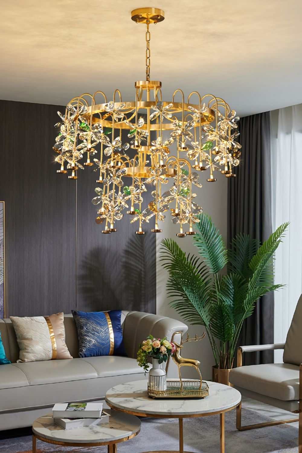 Floral-Inspired Flower Crystal Chandelier - everlamps