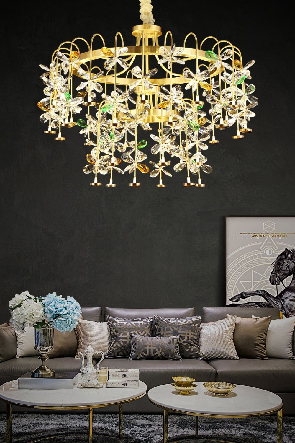 Floral-Inspired Flower Crystal Chandelier - everlamps