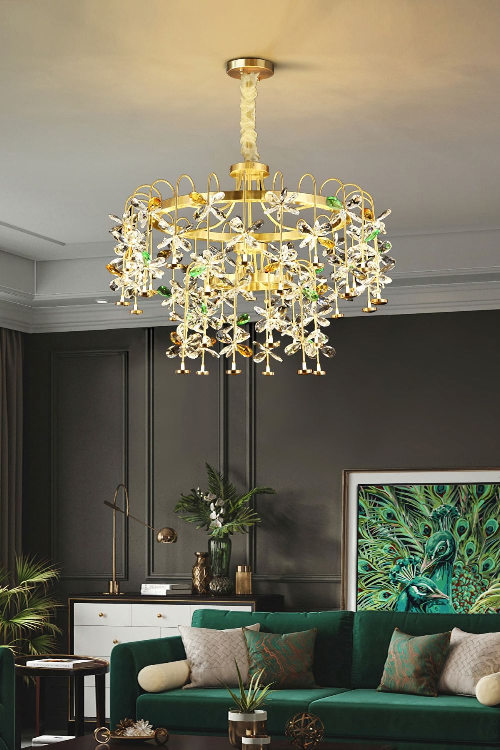 Floral-Inspired Flower Crystal Chandelier - everlamps