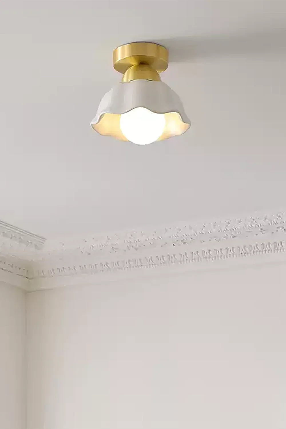 Flower Ceramic Brass Ceiling Light - view 4 | everlamps