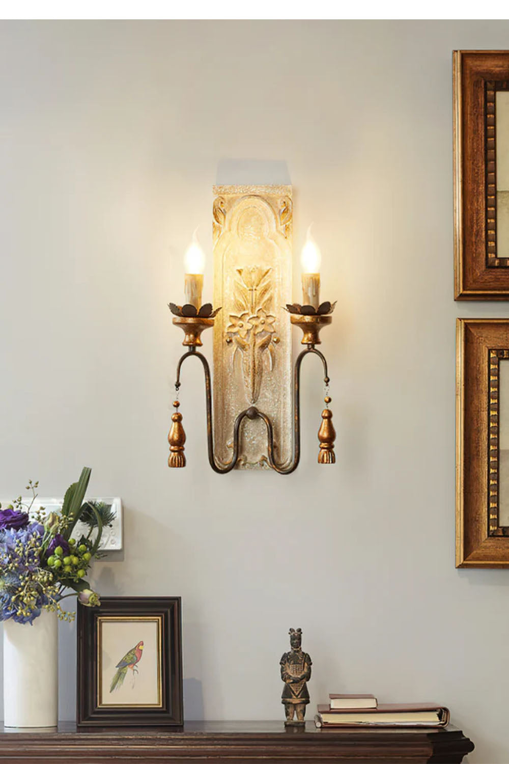 French Country Wooden Wall Lamp - view 2 | everlamps