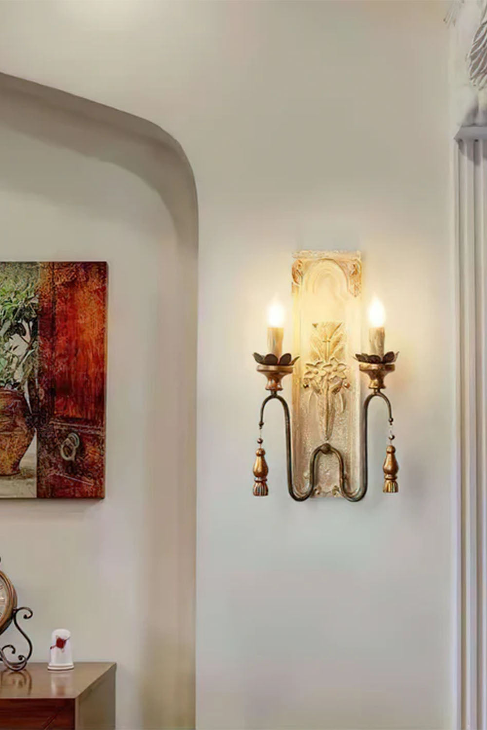 French Country Wooden Wall Lamp - view 4 | everlamps