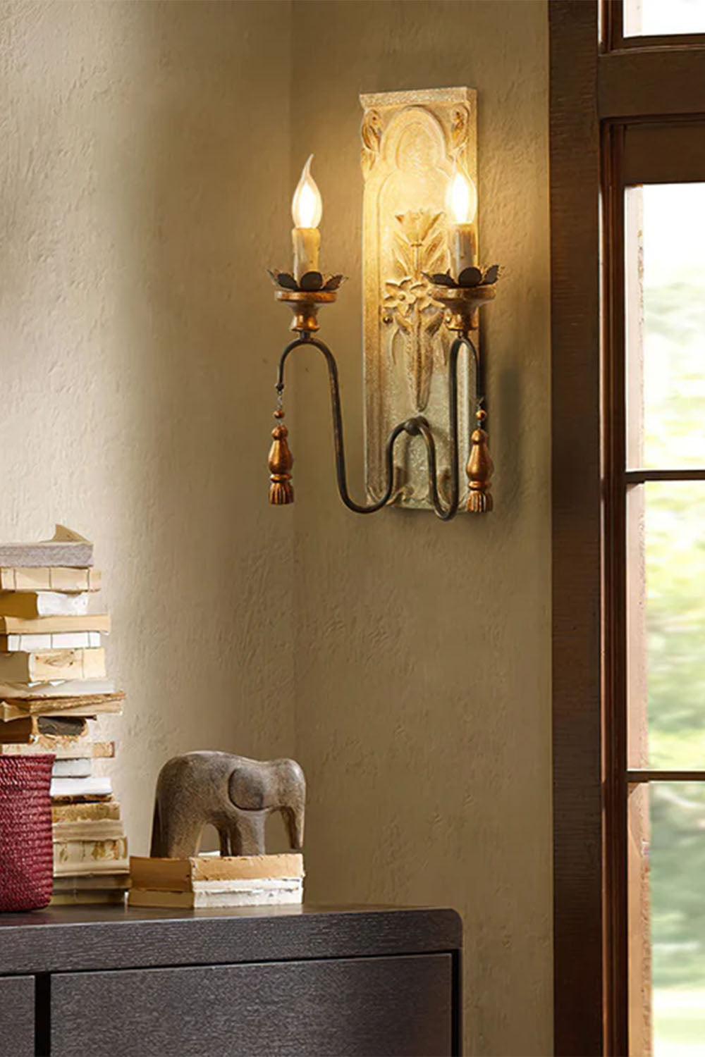 French Country Wooden Wall Lamp - view 5 | everlamps