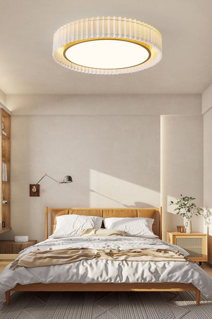 Round French Pastoral Pleated Fabric Ceiling Lamp - view 6 | everlamps