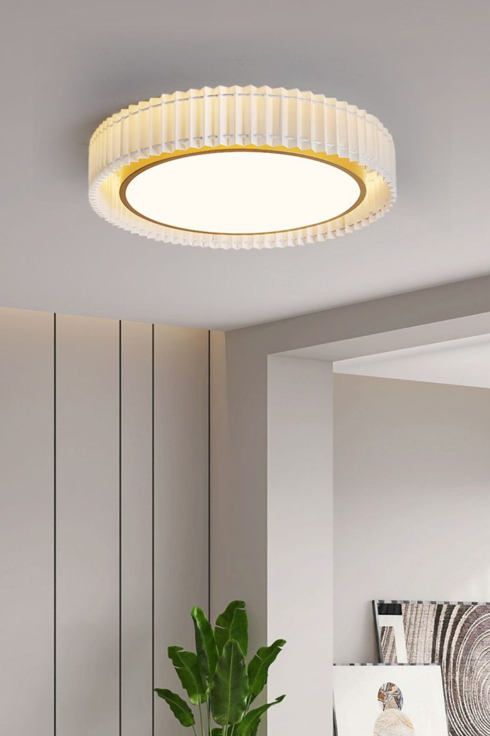 Round French Pastoral Pleated Fabric Ceiling Lamp - view 8 | everlamps