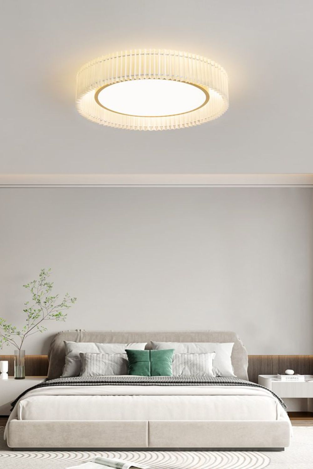 Round French Pastoral Pleated Fabric Ceiling Lamp - view 7 | everlamps
