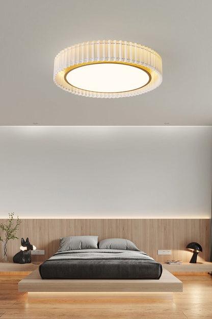 Round French Pastoral Pleated Fabric Ceiling Lamp - view 9 | everlamps