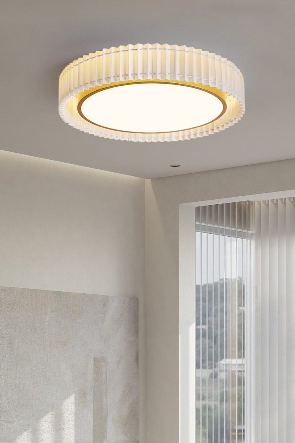 Round French Pastoral Pleated Fabric Ceiling Lamp - view 11 | everlamps