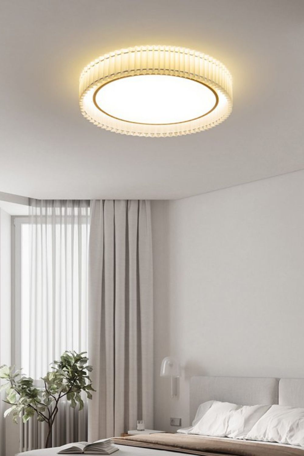 Round French Pastoral Pleated Fabric Ceiling Lamp - view 12 | everlamps