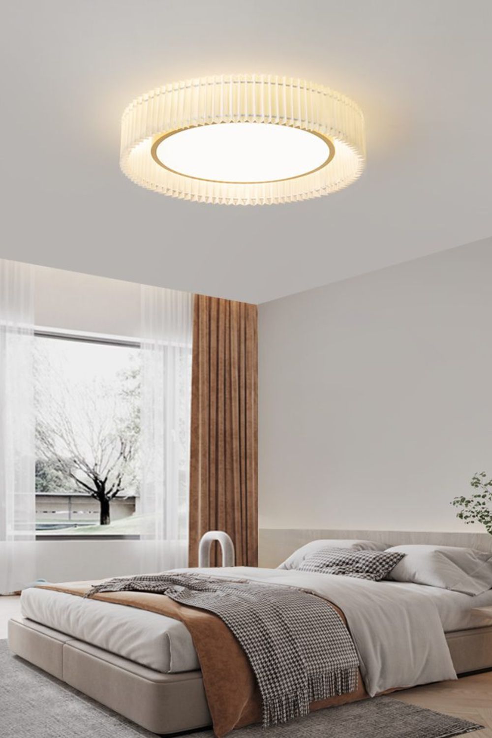 Round French Pastoral Pleated Fabric Ceiling Lamp - view 13 | everlamps