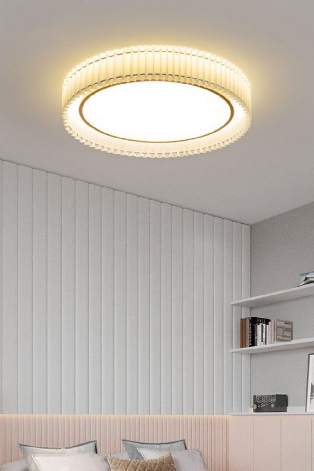 Round French Pastoral Pleated Fabric Ceiling Lamp - view 14 | everlamps
