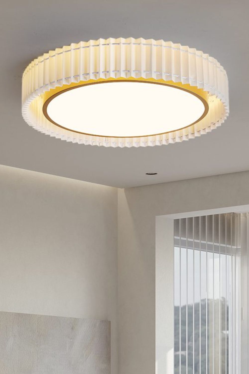 Round French Pastoral Pleated Fabric Ceiling Lamp - view 4 | everlamps