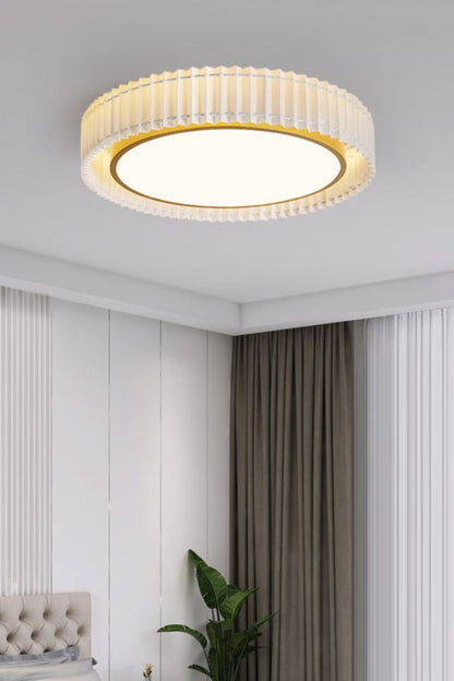 Round French Pastoral Pleated Fabric Ceiling Lamp - view 3 | everlamps