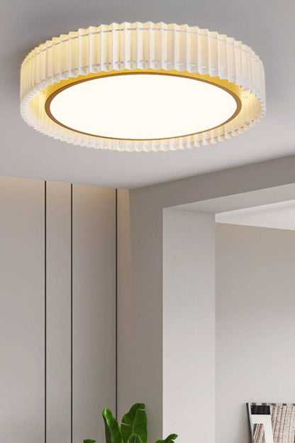 Round French Pastoral Pleated Fabric Ceiling Lamp - view 5 | everlamps