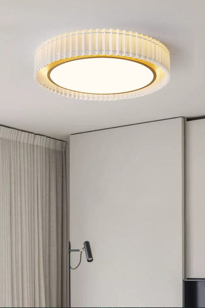Round French Pastoral Pleated Fabric Ceiling Lamp - view 2 | everlamps
