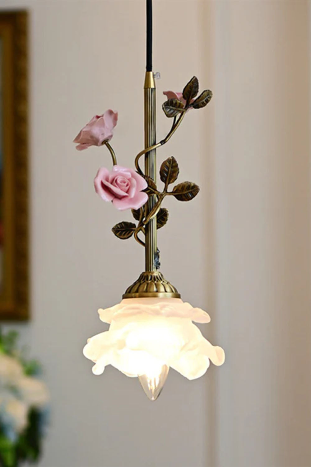 French Retro Glass Rose Chandelier - view 3 | everlamps