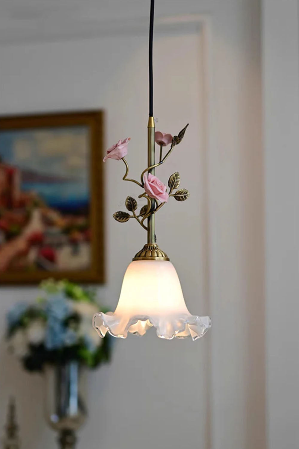 French Retro Glass Rose Chandelier - view 4 | everlamps