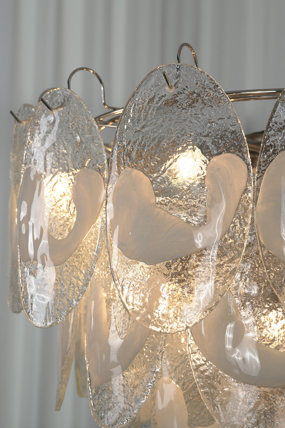 Functional detail of lit glass panels and metal hooks | Metal, Glass | Close-up of internal lighting and hardware | vexa lamps