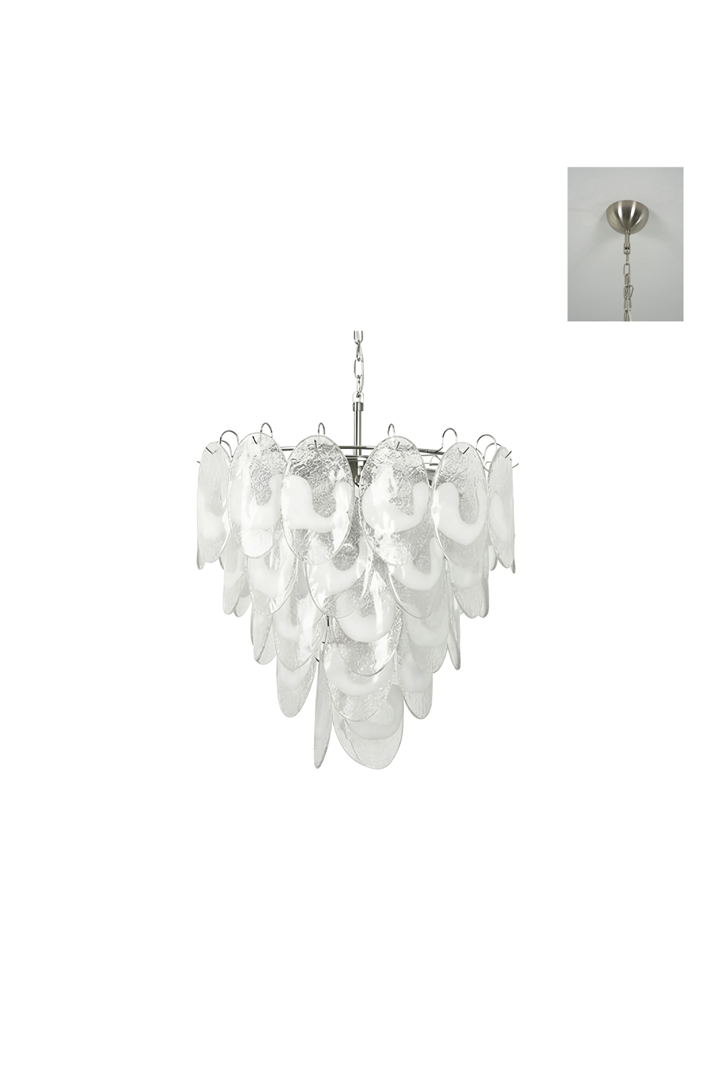 Frostelle Art Chandelier with chrome hardware finish | Metal, Glass | Small product shot isolated on white background | vexa lamps