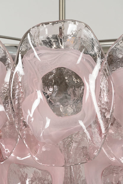 Close-up of unlit pink glass petals | Glass | Detail showing the textured frosted surface | vexa lamps