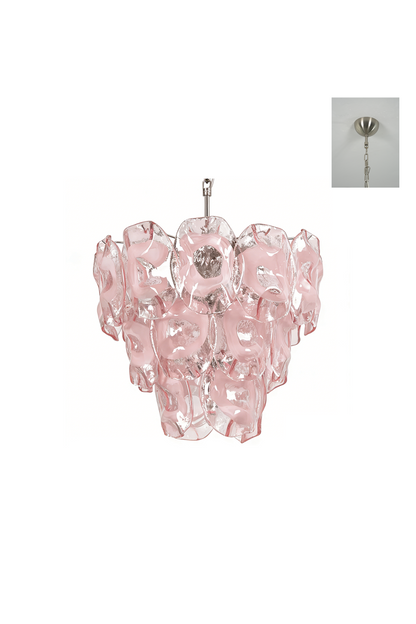 Frostelle Pink Glass Chandelier with chrome finish | Metal, Glass | Product shot isolated on white background | vexa lamps