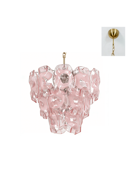 Frostelle Pink Glass Chandelier with brass finish | Metal, Glass | Alternative product shot on white background | vexa lamps