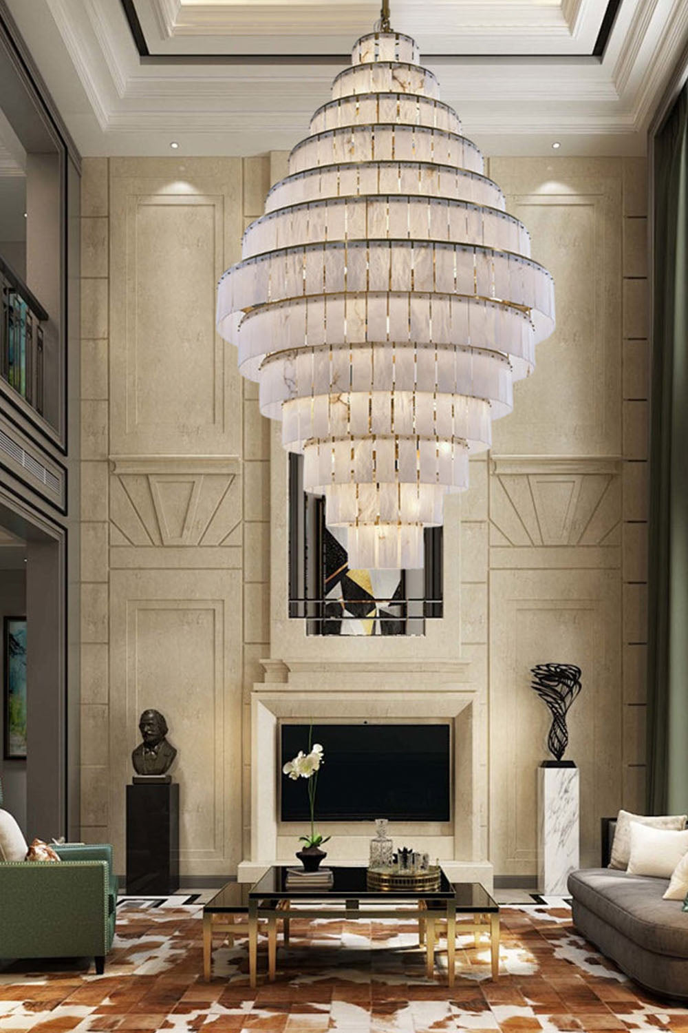 Giant Tiered Alabaster Foyer Chandelier - view 4 | everlamps