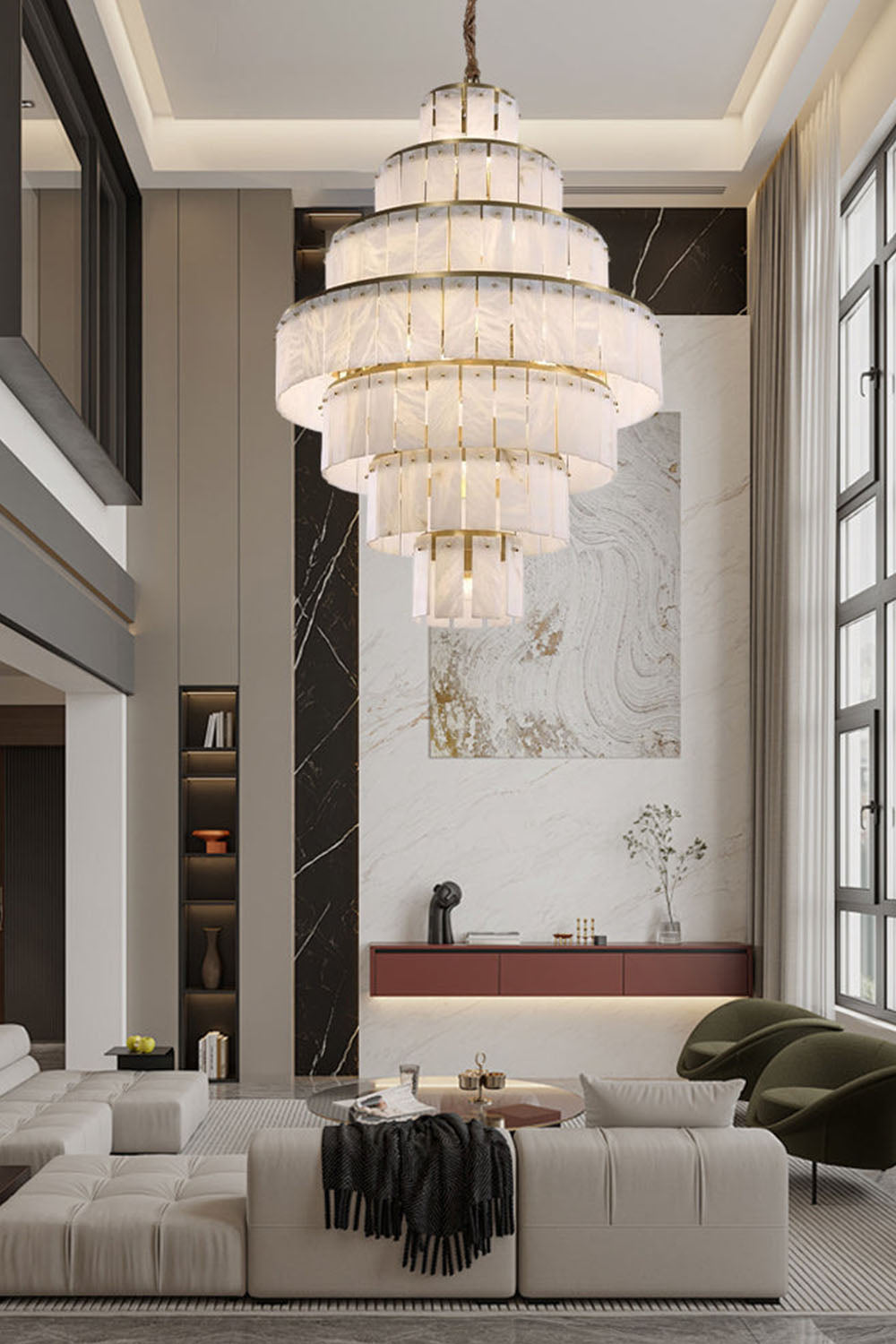 Giant Tiered Alabaster Foyer Chandelier - view 6 | everlamps