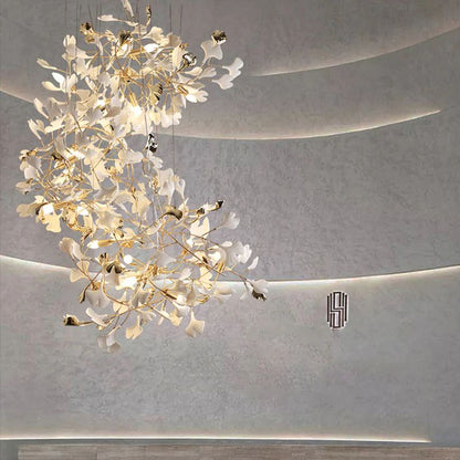 Ceramic Ginkgo Staircase Long Branch Chandelier - jchandelier